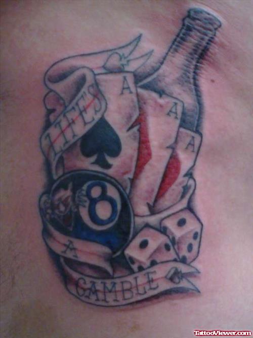 Awesome Colored Ink Gambling Tattoo On Side