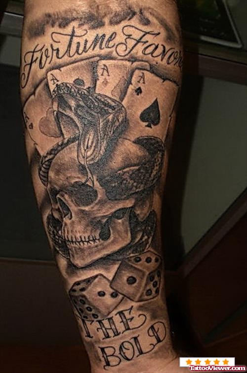 Gambling Tattoo On Right Arm