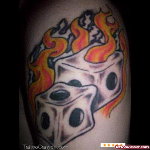 Flaming Dice Gambling Tattoo