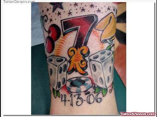 Dice and Number Gambling Tattoo