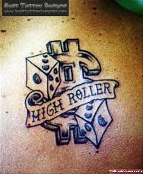 High Roller Gambling Tattoo on Back