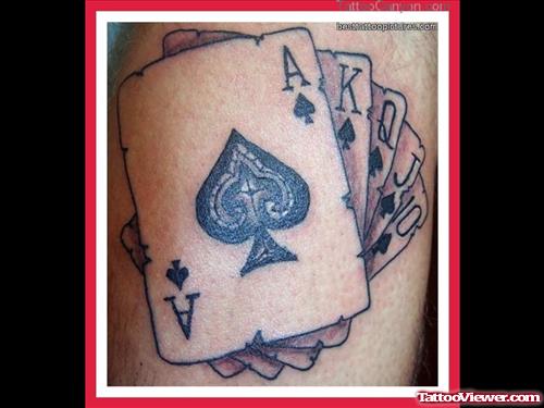 Beautiful Grey Ink Cards Gambling Tattoo