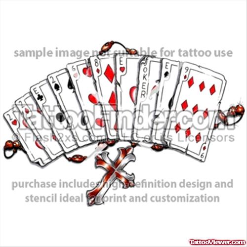 Attractive Gambling Cards Tattoos Designs