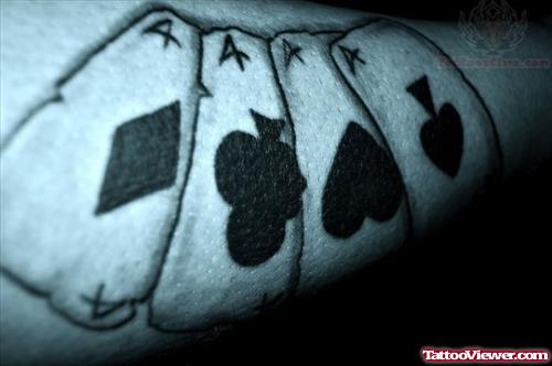 Awesome Gambling Cards Tattoo On Arm
