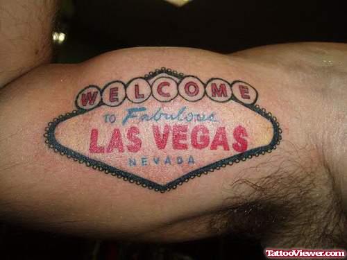 Las Vegas Gambling Tattoo On Bicep