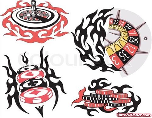 Tribal And Gambling Tattoos Designs
