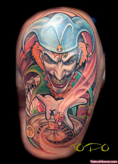Colored Joker Gambling Tattoo Design
