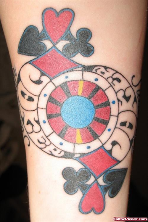 Colored Gambling Tattoos On Sleeve