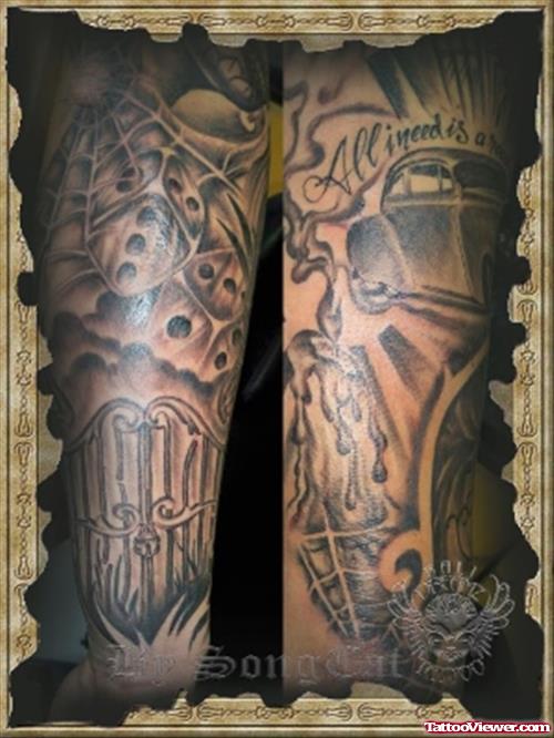 Grey Ink Gates To Gamble Tattoo