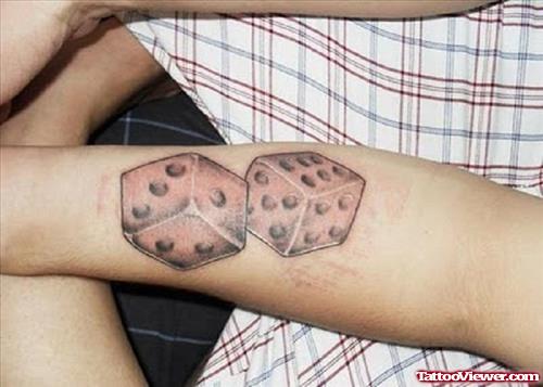 Grey Ink Dice Gambling Tattoo