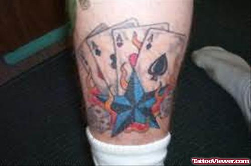 Play Cards And Star Tattoo