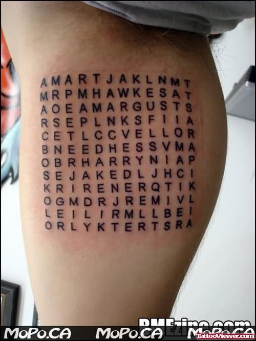 Gambling Word Search Tattoo