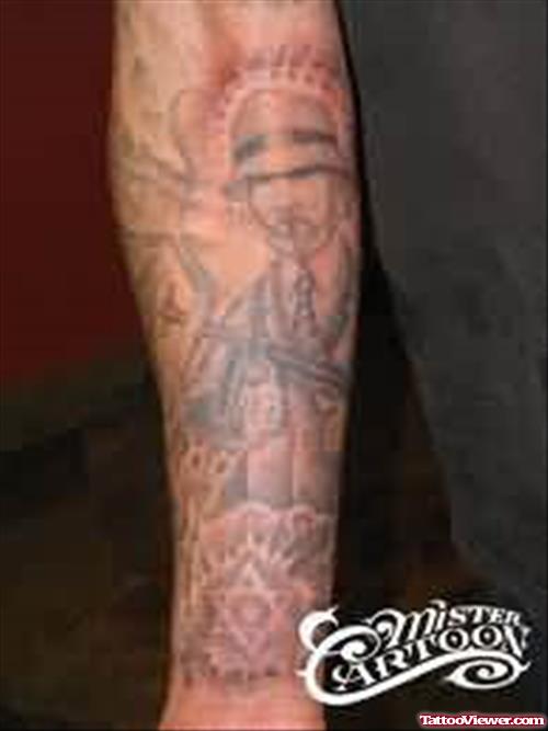 Gambler Face Tattoo On Arm