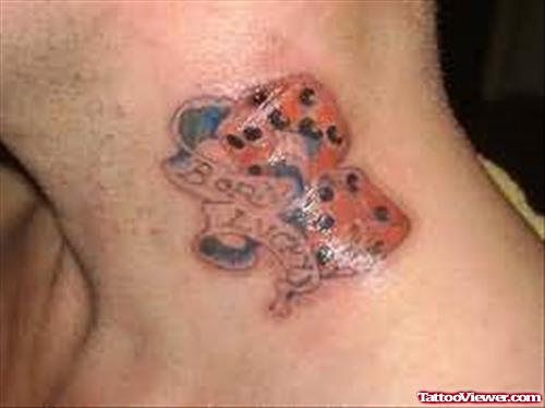 Born Lucky Tattoo On Neck