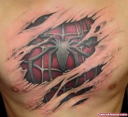 Spider Tattoo on Chest
