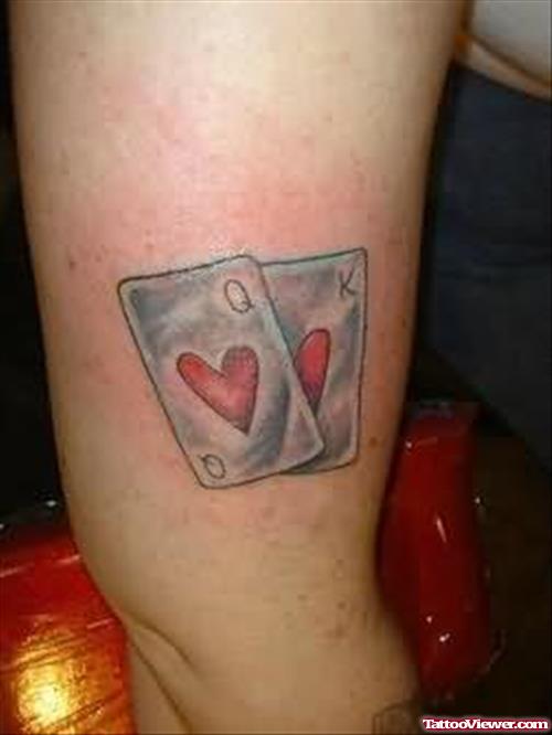 Gambling Cards Tattoo On Muscle