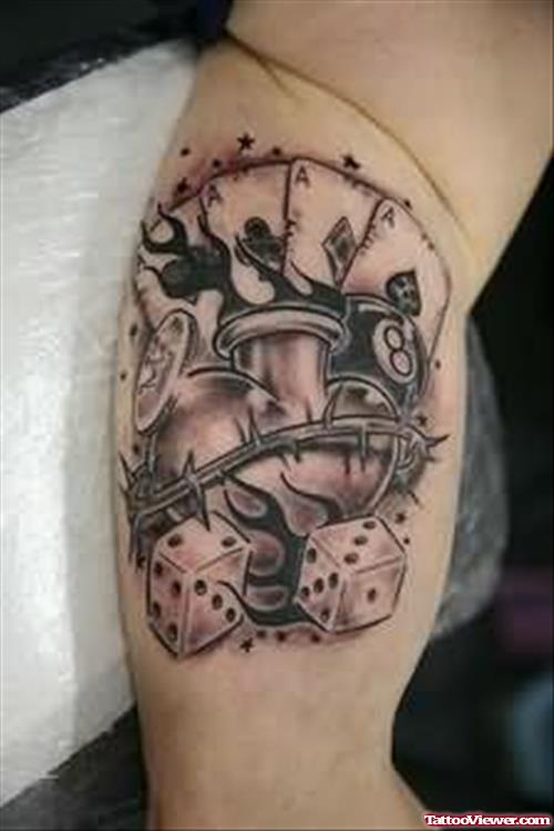 Gambling Tattoo On Muscles