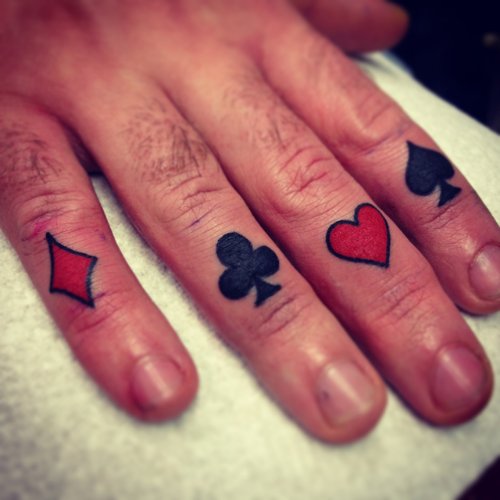 Colored Gambling Cards Symbols Tattoo