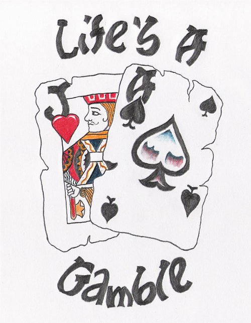 Colored Cards And LifeвЂ™s A Gamble Tattoo Design