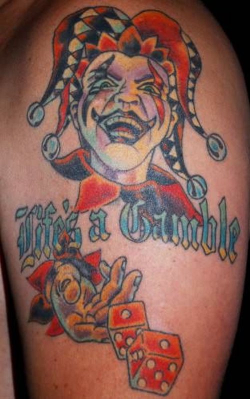 Gamble Life Tattoo On Shoulder