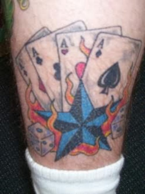 Gambling Cards And Star Tattoo