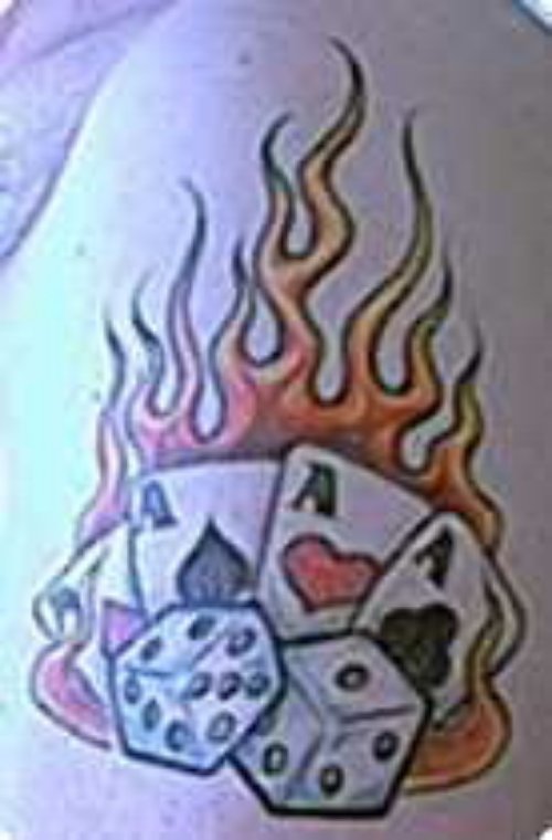 Awesome Flaming Gambling Cards Tattoos