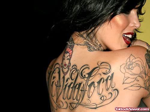 Gangster Tattoo On Girl Upperback