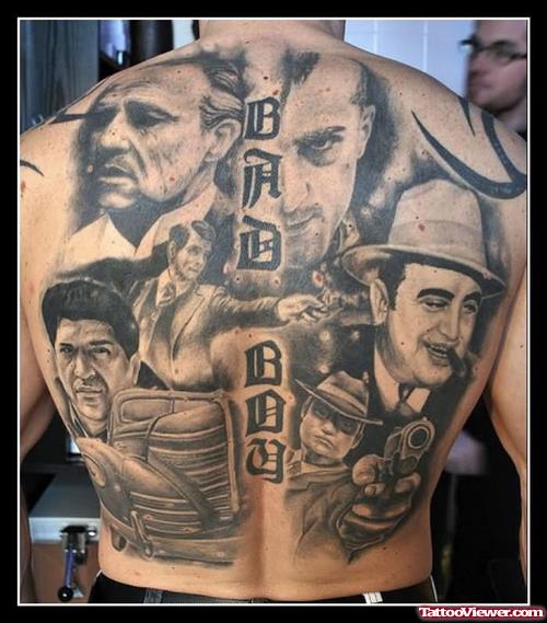 Gangsta Tattoo On Man Full Back