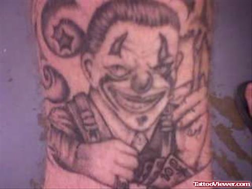 Gangsta Cloen Head Grey Ink Tattoo