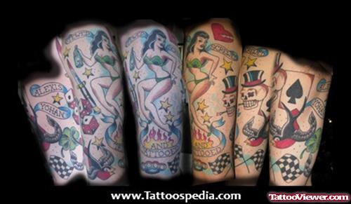 Colored Gangsta Tattoos Designs