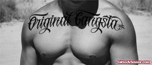 Special Gangsta Tattoo On Man Chest