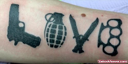 Gangsta Weapons  Tattoos On Arm