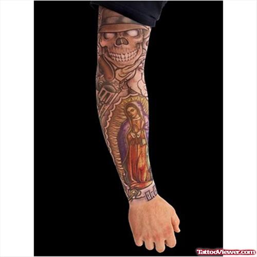 Attractive Gangsta Tattoo On Man Right Sleeve