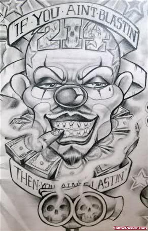 Smoking Clown Gangsta Tattoo