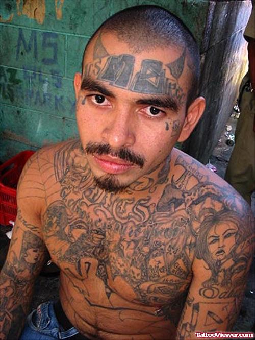 Gangsta Tattoo On Guy Full Body