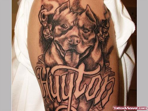 Gangsta Tattoo On Left Half Sleeve