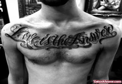 Stylish Gangsta Tattoo On Man Chest