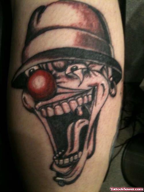 Red Nose Joker Face Gangster Tattoo