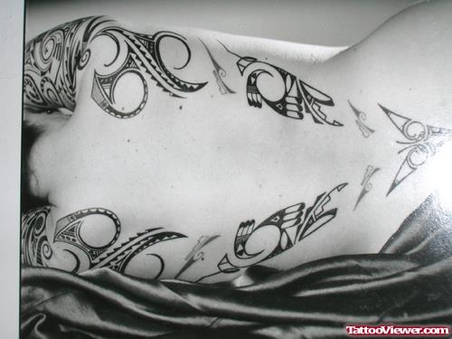 Gangsta Tattoo On Girl Back Body