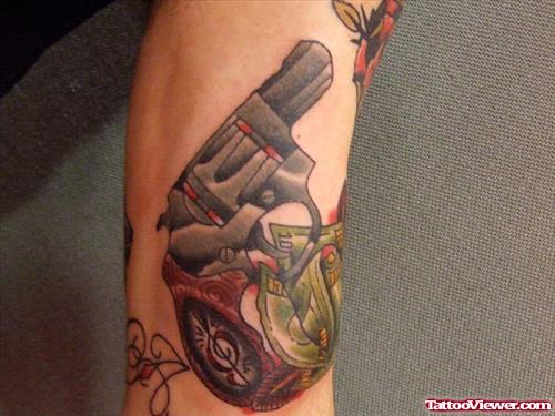 Gangsta Gun Tattoo On Sleeve