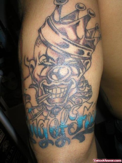 Half Sleeve Gangsta Tattoo On Biceps