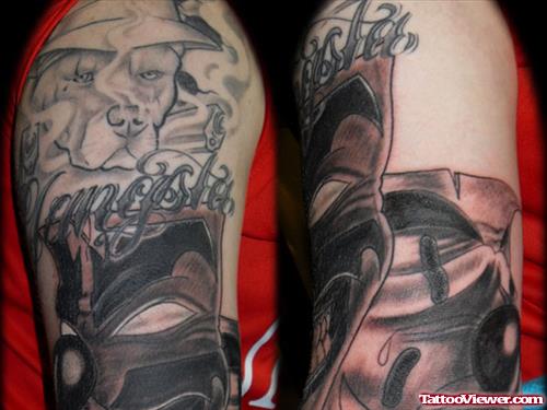 Grey Ink Gangsta Tattoo