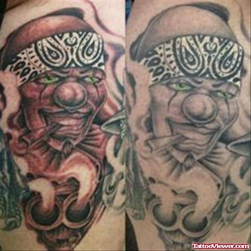 Gangster Clown Tattoo On Shoulder