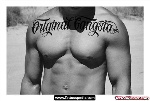 Cool Gangster Tattoo On Man Chest