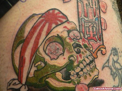 Colored Gangsta Skull Tattoo