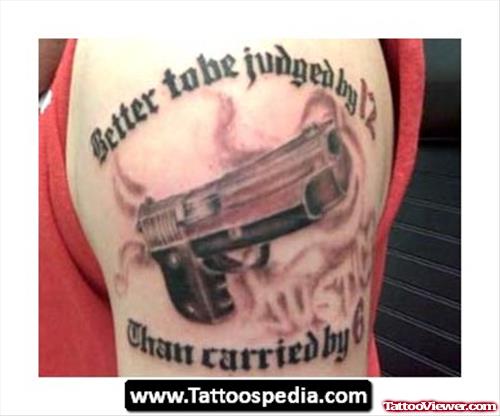 Gangsta Tattoo On Man Left SHoulder