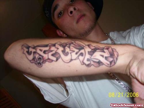 Gangsta Tattoo On Right Arm