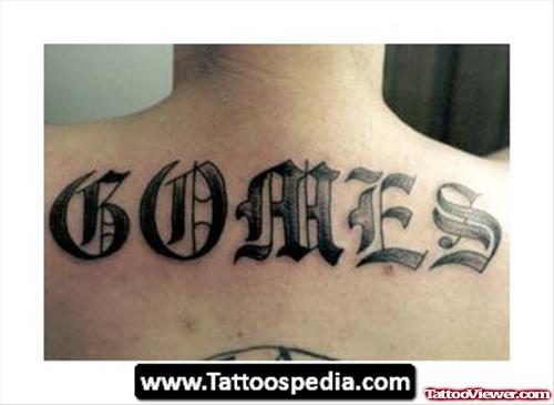 Ambigram Gangsta Tattoo On Man Upperback