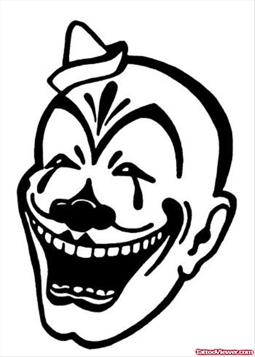 Outline Evil Clown Tattoo Design