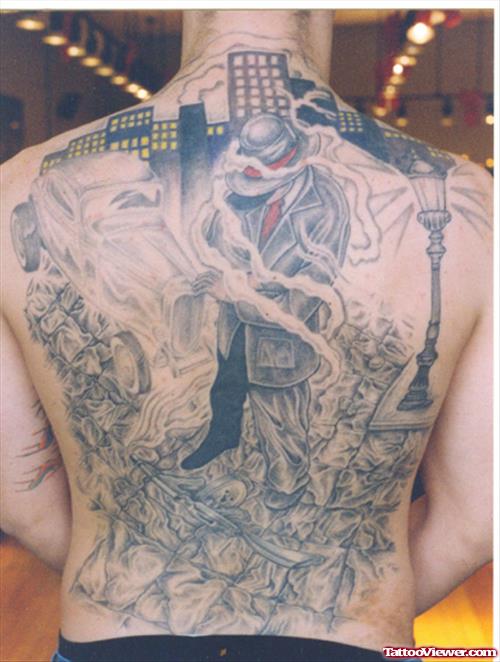 Gangsta Tattoo On Man Back Body